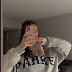 Parke varsity mockneck L/XL grey & navy 💙🤍